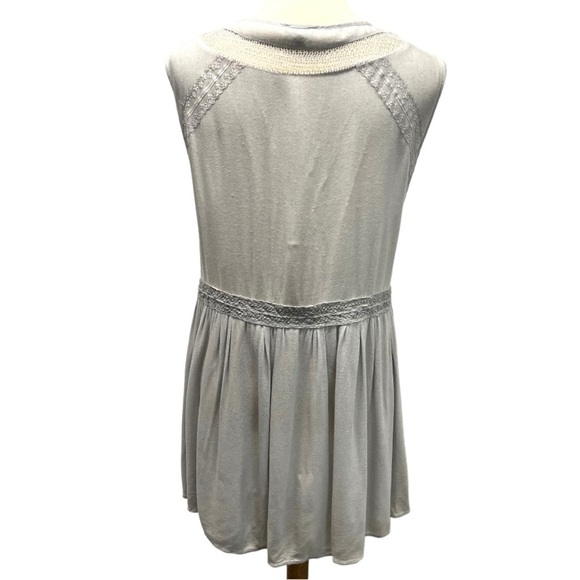 POL Silver Gray Boho Chic Sleeveless Sheer Lace Up Casual Tunic Top Women  Large - Picture 5 of 12